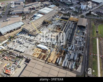 Aerial view of a concrete prefabrication factory and storage facility Stock Photo