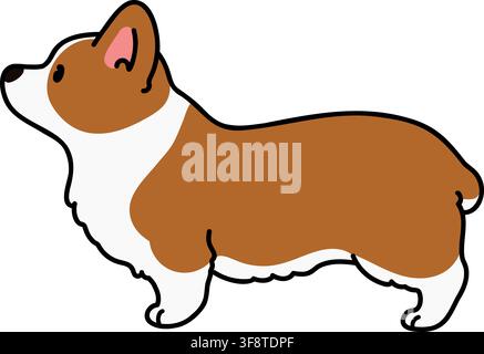 Simple and cute illustration of Corgi in side view Stock Vector