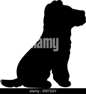 Simple and adorable Fox Terrier sitting in side view silhouette Stock Vector