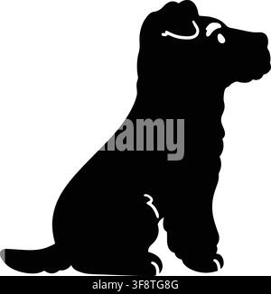 Simple and adorable Fox Terrier sitting in side view silhouette with details Stock Vector
