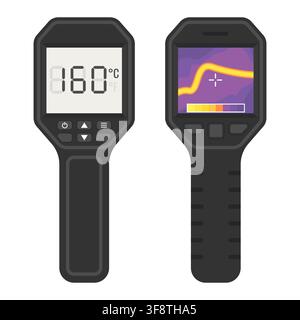 Thermal Imaging Camera Tool Set - Infrared Thermometer and Heat Detection Device Vector Icons Stock Vector