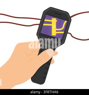 Thermal Imaging Camera Inspecting Wiring Terminal Block - Junction Box Heat Detection with Electrical Connections Stock Vector