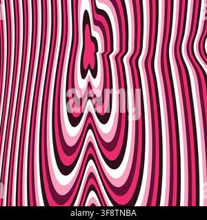 Pink abstract distorted wavy stripes background vector illustration Stock Vector
