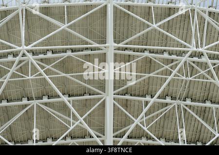 Effelsberg radio telescope structure forming a repeating geometric pattern with trusses and beams Stock Photo