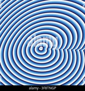 Blue concentric wavy optical illusion background vector illustration Stock Vector