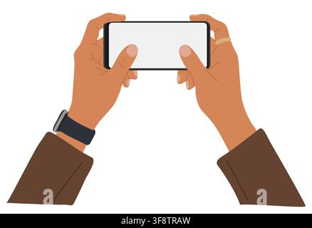 Hands holding mobile phone with empty screen Stock Vector