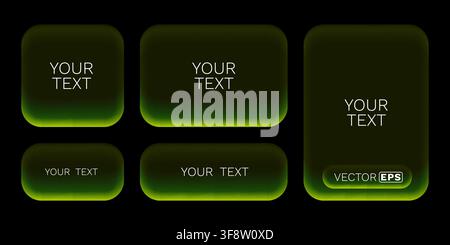 Abstract glowing green buttons and text boxes for web design and digital media. Vector illustration. Stock Vector