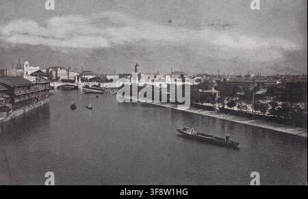 Vintage photo of Nakanoshima Park and Naniwa Bridge in Osaka, Japan - 1923-1933 Stock Photo
