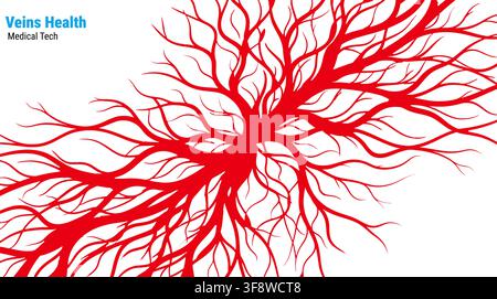 Human Blood Veins Health Medical Technology Red Capillary Vessels Tree Vector Graphic Asset Stock Vector