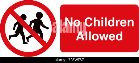 No Children Allowed Warning Sign Board Vector Illustration Stock Vector