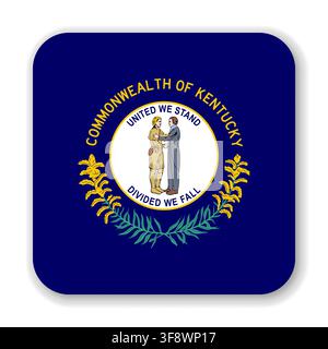 Kentucky state rounded square flag. Part of The United States of America. Clean design for print, web, or educational use. Vector illustration with dropped shadow on white background. Stock Vector