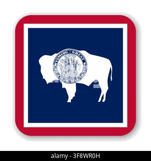 Wyoming state rounded square flag. Part of The United States of America. Clean design for print, web, or educational use. Vector illustration with dropped shadow on white background. Stock Vector