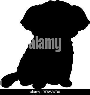 Simple and adorable Maltese dog sitting Silhouette Stock Vector