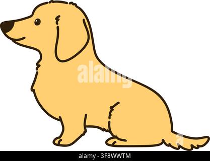 Outlined cream miniature dachshund sitting side view Stock Vector