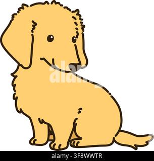 Outlined golden Miniature Dachshund sitting Stock Vector