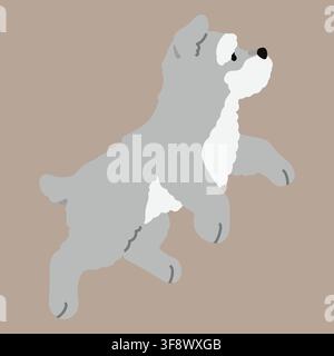 Simple and cute illustration of Miniature Schnauzer running flat colored Stock Vector