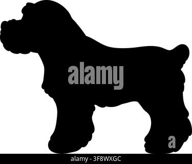 Miniature Schnauzer side view standing silhouette Stock Vector