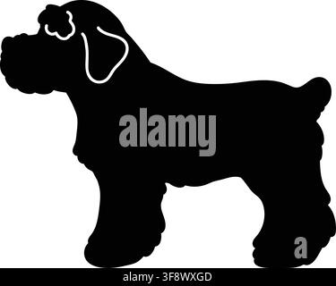 Miniature Schnauzer side view standing silhouette with details Stock Vector