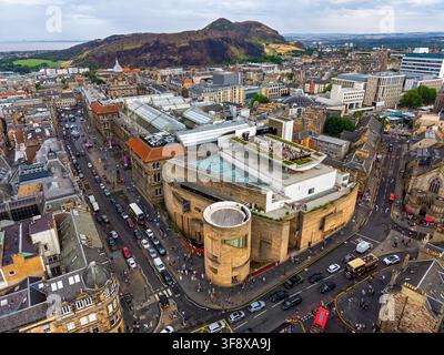 Aerial view from drone of National Museum of Scotland in Edinburgh, Scotland UK Stock Photo