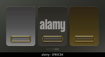 Modern UI panels with golden buttons, offering elegant design for web and app interfaces. Vector illustration Stock Vector