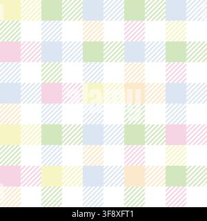 Checkered gingham print, spring picnic tablecloth plaid seamless pattern. Traditional square tartan background for Easter decor Stock Vector
