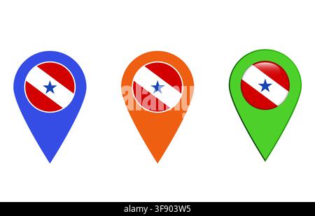 Map pointer icon (location pin) with the flag of the state of Pará Stock Vector