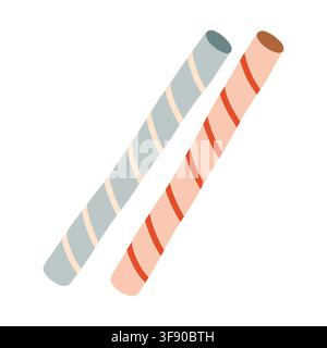 Crispy wafer rolls vector illustration. Ideal for dessert decoration, ice cream toppings, bakery branding, sweet snack icons, and confectionery Stock Vector
