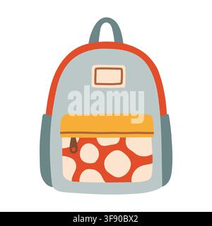 Modern travel backpack vector illustration in a hand-drawn doodle style. Perfect for school, hiking, vacation, adventure gear, travel, and tourism Stock Vector