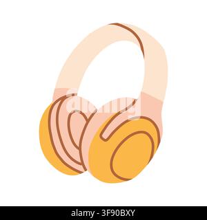Wireless over-ear headphones vector illustration in a hand-drawn doodle style. Perfect for music, podcasts, travel audio gear, tech accessories, and Stock Vector