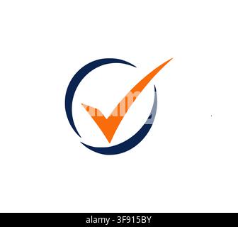 Modern Orange Check Mark Circle Swoosh Logo Concept Vector Design Stock Vector