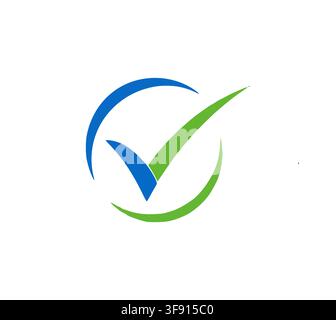 Professional Green And Blue Check Mark Circle Logo Vector Icon Stock Vector