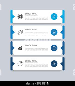 Infographic business option tab index template with 4 steps. Stock Vector