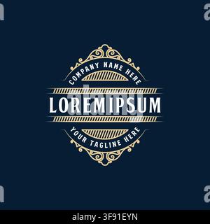 Antique Calligraphy Emblem Shield Graphic For Classic Luxury Corporate Brand Identity Stock Vector