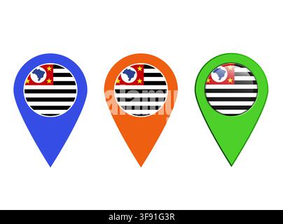 Map pointer with the flag of the State of São Paulo, vector, EPS Stock Vector