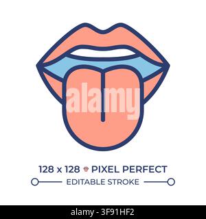 Oral health pixel perfect line color icon Stock Vector