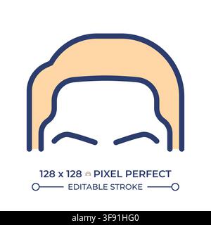 Male hair and eyebrows pixel perfect line color icon Stock Vector