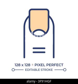 Finger and nail pixel perfect line color icon Stock Vector