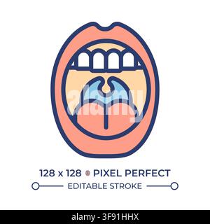 Oral hygiene pixel perfect line color icon Stock Vector