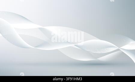 Abstract smooth flowing white wave lines on light gray studio background for modern corporate business presentations clean elegant creative design sol Stock Vector