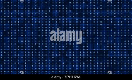 Futuristic dark blue digital background with grid matrix pattern glowing blue dots and transparent rounded squares for big data cyber network technolo Stock Vector