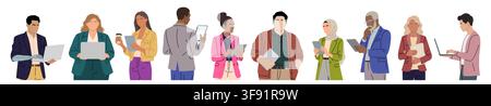 Diverse group of professionals with digital device Stock Vector