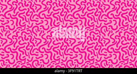 Vintage groovy style coral seamless background. Abstract organic algae inspired forms in pink. Flowing warm curve lines. Playful repeat pattern bg per Stock Vector