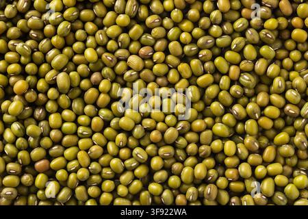 Raw Green Mung Beans Surface Texture Background Stock Photo