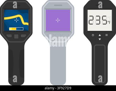Infrared Thermal Imaging Camera Tool Set on Transparent Background Stock Vector