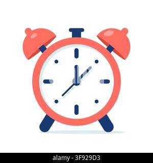Alarm clock Flat vector illustration, time and wake-up concept Stock Vector