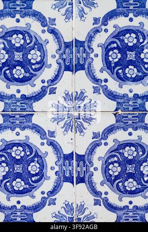 Traditional blue and white Portuguese azulejo tile detail Stock Photo