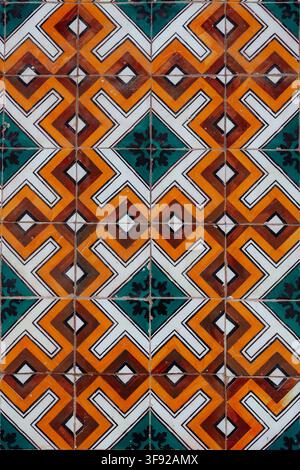 Colorful geometric azulejo tiles create a pattern Stock Photo