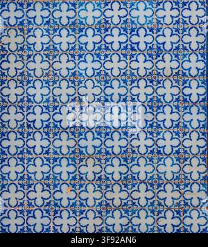 Weathered blue and white Portuguese azulejo tiles Stock Photo