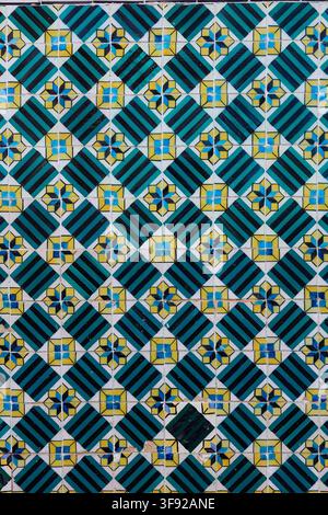 Colorful vintage geometric patterned azulejo tiles Stock Photo