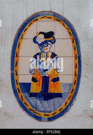 Colorful hand painted figure on ceramic tiles Stock Photo